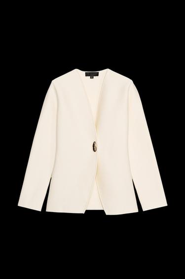 CHAQUETA PUNTO LISO - Crudo de Zara - Imagen 0