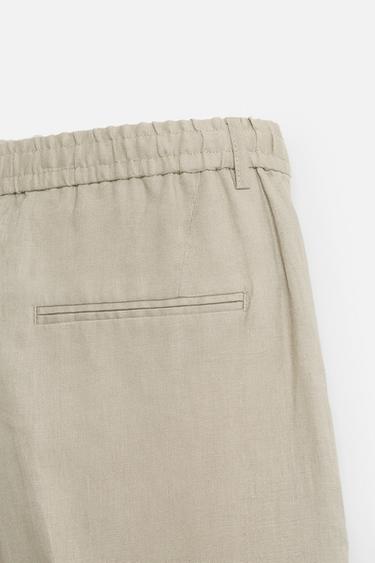 LINEN TROUSERS - Dark beige by Zara - Image 8