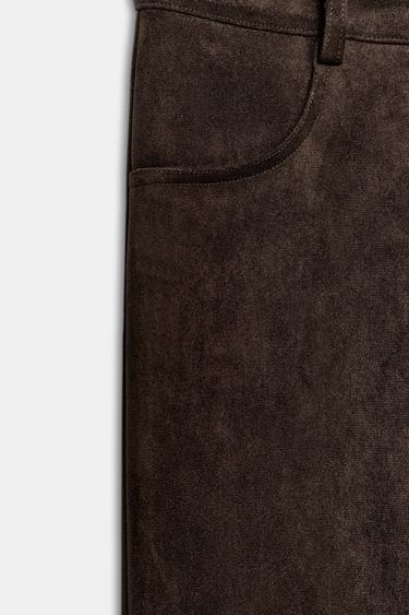 PANTALON EFFET DAIM - Marron chocolat de Zara - Image 8