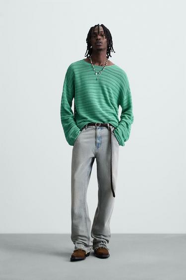 JERSEY ESTRUCTURA CALADO - Turquesa de Zara - Imagen 0