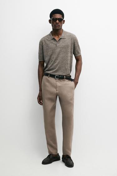 Pantalon tapered fit lin - Vison de Zara