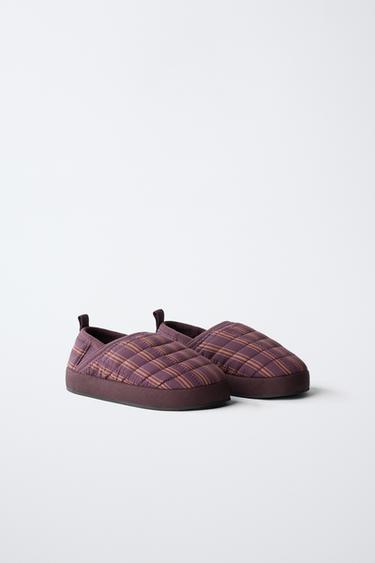 ZARA TIMELESS - PLAID SLIPPERS — Burgundy Red 2