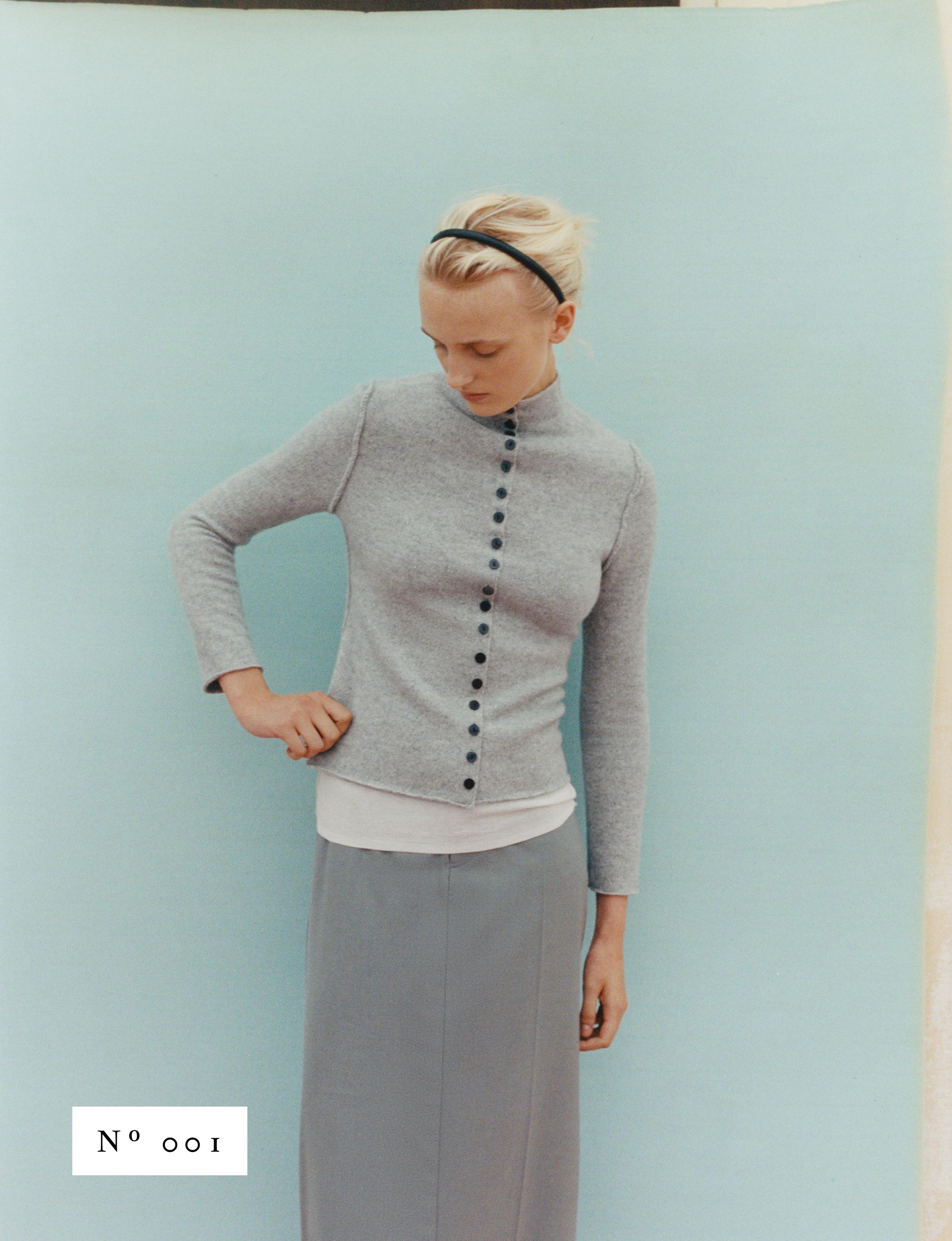 100% WOOL MOCK NECK JACKET — Gray