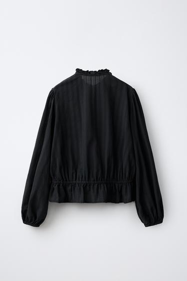 STUDDED RUFFLE SHIRT — Black 2