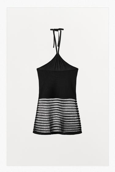 TOP PUNTO HALTER COMBINADO - Negro de Zara