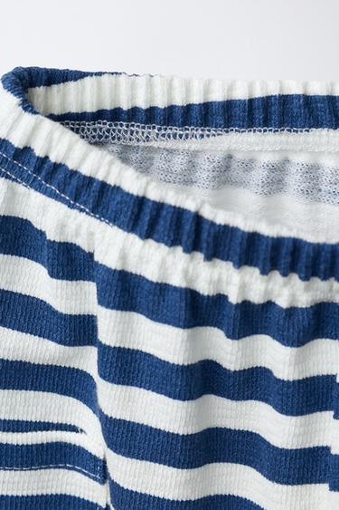 STRIPED JOGGERS WITH LABEL - Ecru / Blue by Zara - Image 2