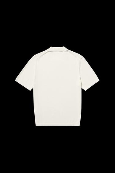 Zara COTTON BLEND KNIT POLO SHIRT - Ecru
