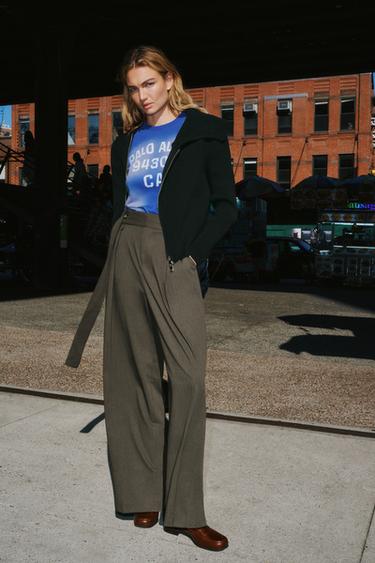 PLEATED TROUSERS WITH BELT - Khaki marl by Zara - Image 1