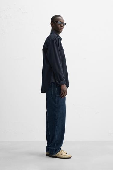 WIDE-LEG JEANS WITH TOPSTITCHING - Blue by Zara - Image 3