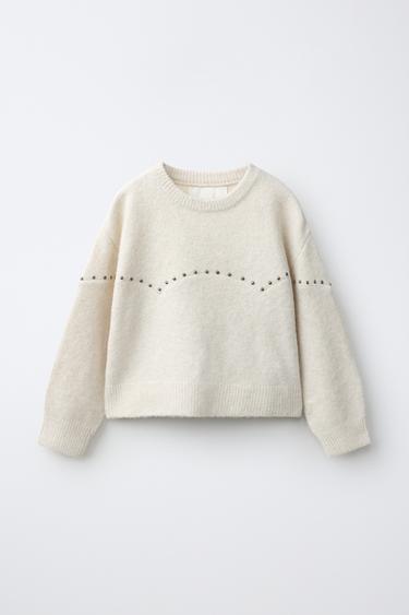 STUDDED SWEATER — Ecru 1