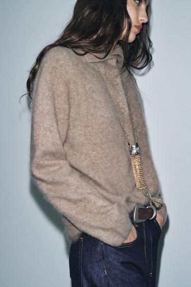 GILET 100 % LAINE COL MONTANT - Marron / Taupe de Zara - Image 1
