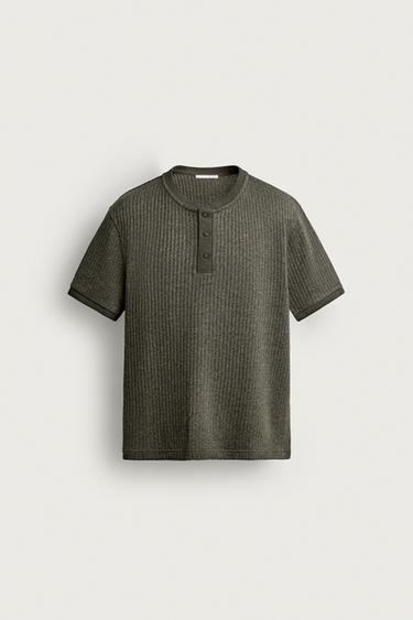 CAMISETA CANALÉ CUELLO PANADERO - Khaki de Zara