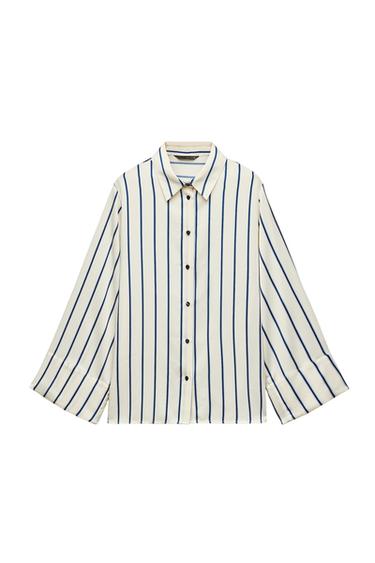 WIDE SLEEVE STRIPED BLOUSE