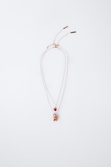 PAKKE MED TO HALSBÅND MED PERLER CAPIBARA CAPYFUN © - Brun fra Zara - Billede 0