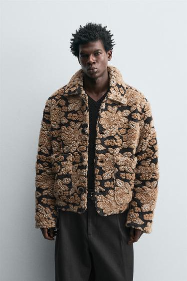 CAZADORA JACQUARD TEXTURA - Beige / Marino de Zara