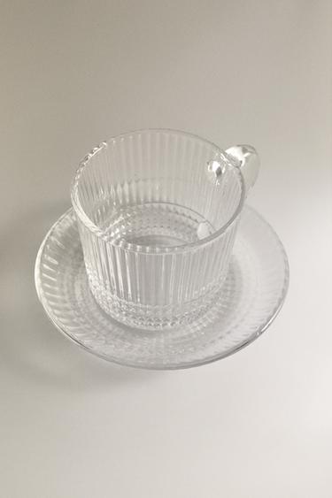 GLASS COFFEE CUP AND SAUCER WITH RAISED DESIGN - 990 de Zara - Image 1
