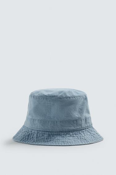 Zara PAMUČNI RIBARSKI ŠEŠIR OD CHAMBRAY TKANINE – svijetloplava