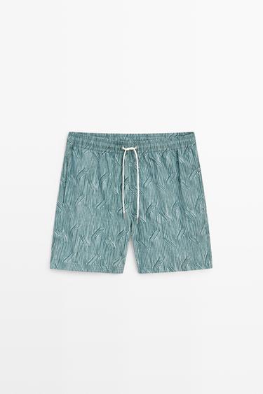 Zara Printed swimming trunks - Sea green - Image 0