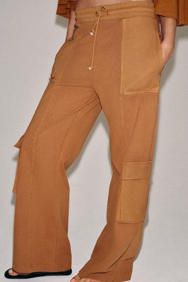 WASHED-EFFECT CARGO TROUSERS - Burnt orange by Zara