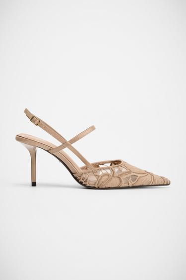 EMBROIDERED HIGH-HEEL SHOES - Beige by Zara