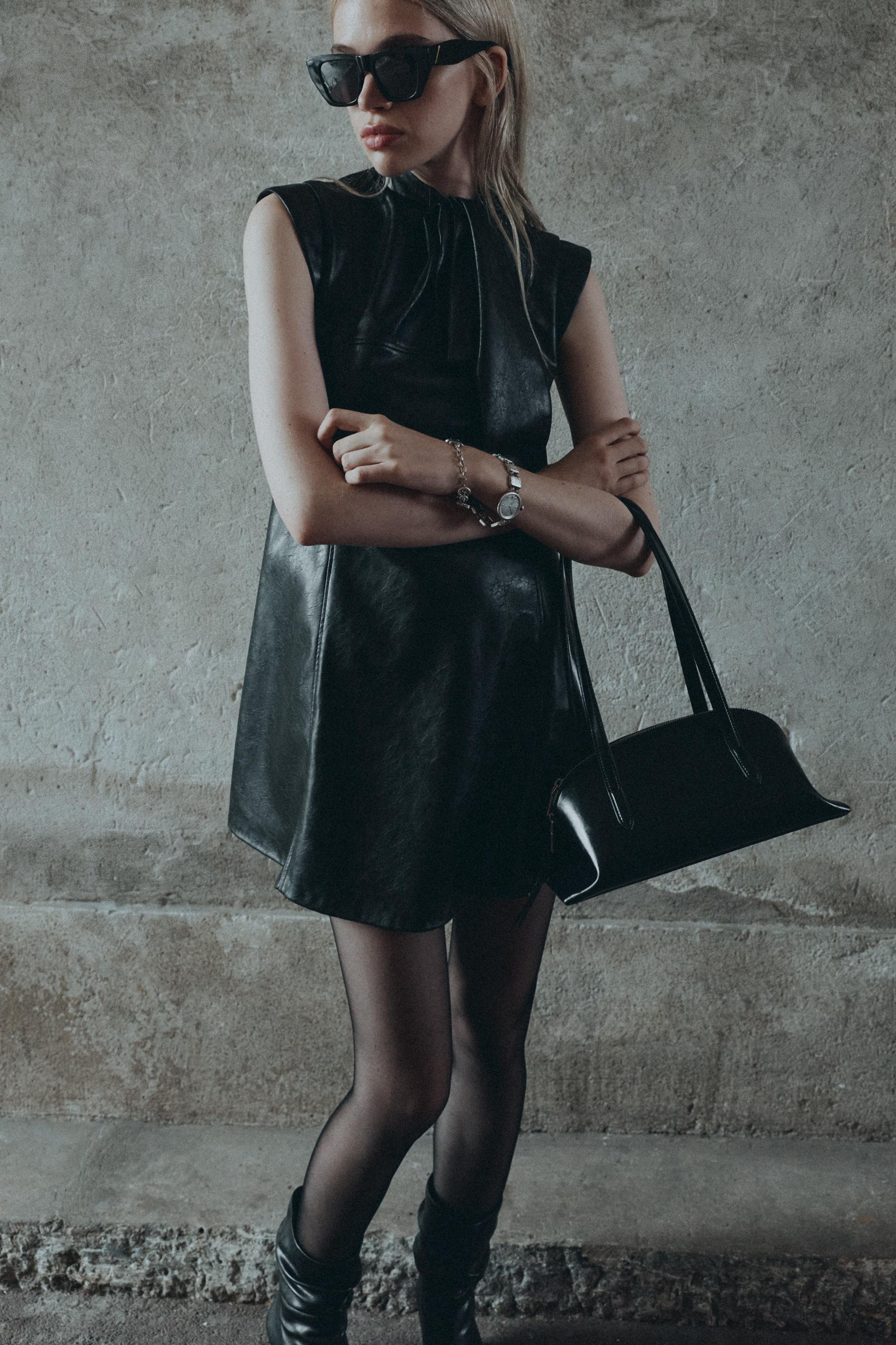 FAUX LEATHER MINI DRESS
