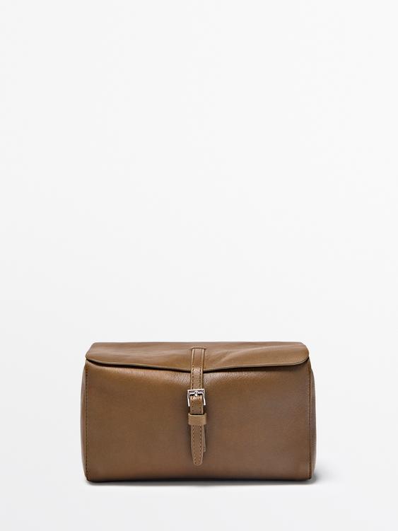 Nappa leather travel toiletry bag