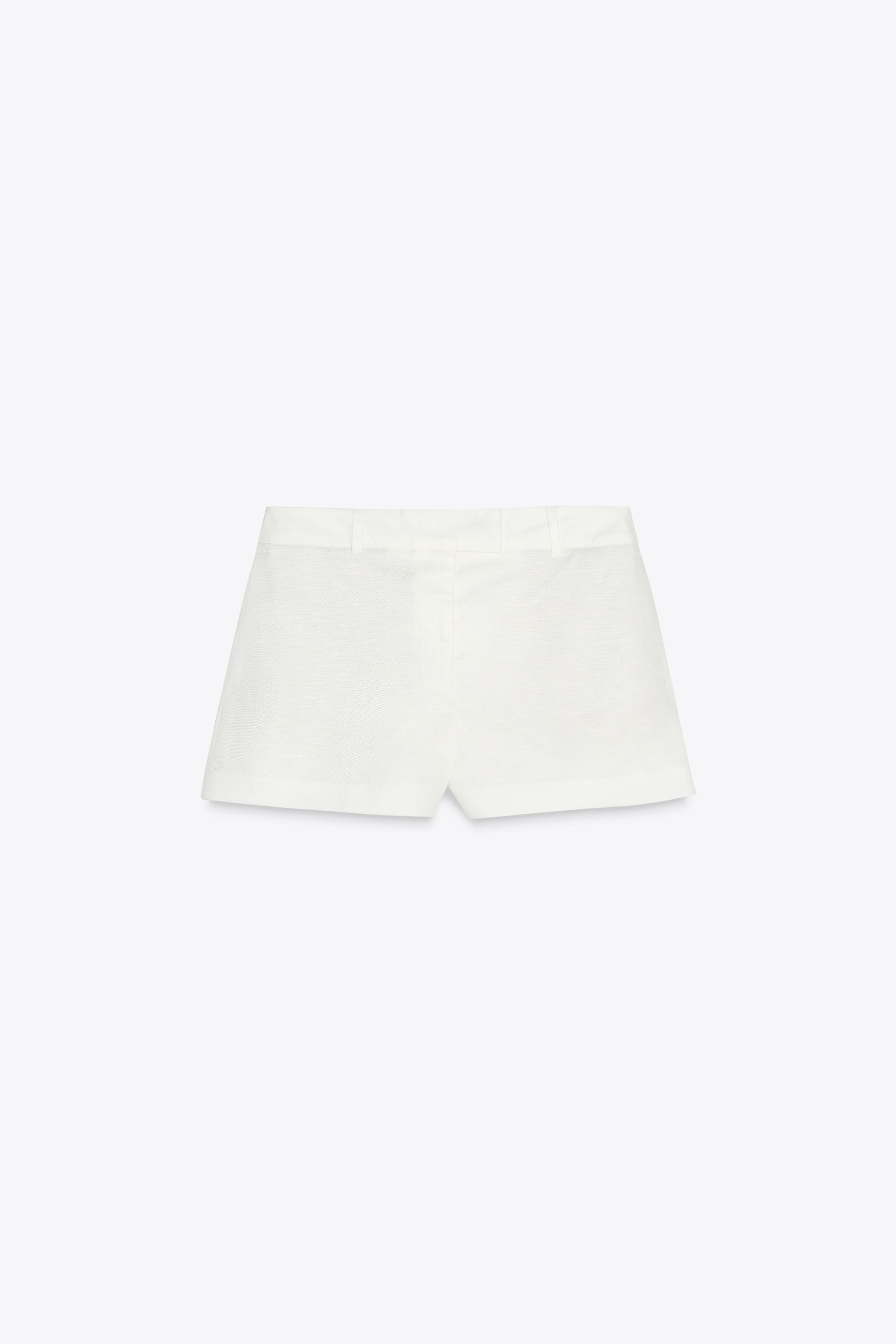 ZARA リネン ミッドライズ バミューダパンツ 2753/629 リネン ミッドライズ バミューダパンツ - ライトブルー | ZARA