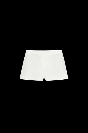 Zara MID-RISE LINEN BERMUDA SHORTS - Oyster-white - Image 0