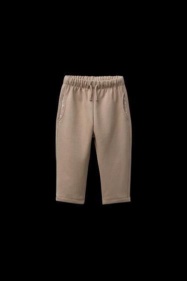 PRINTED POCKET PLUSH TROUSERS - camel by Zara