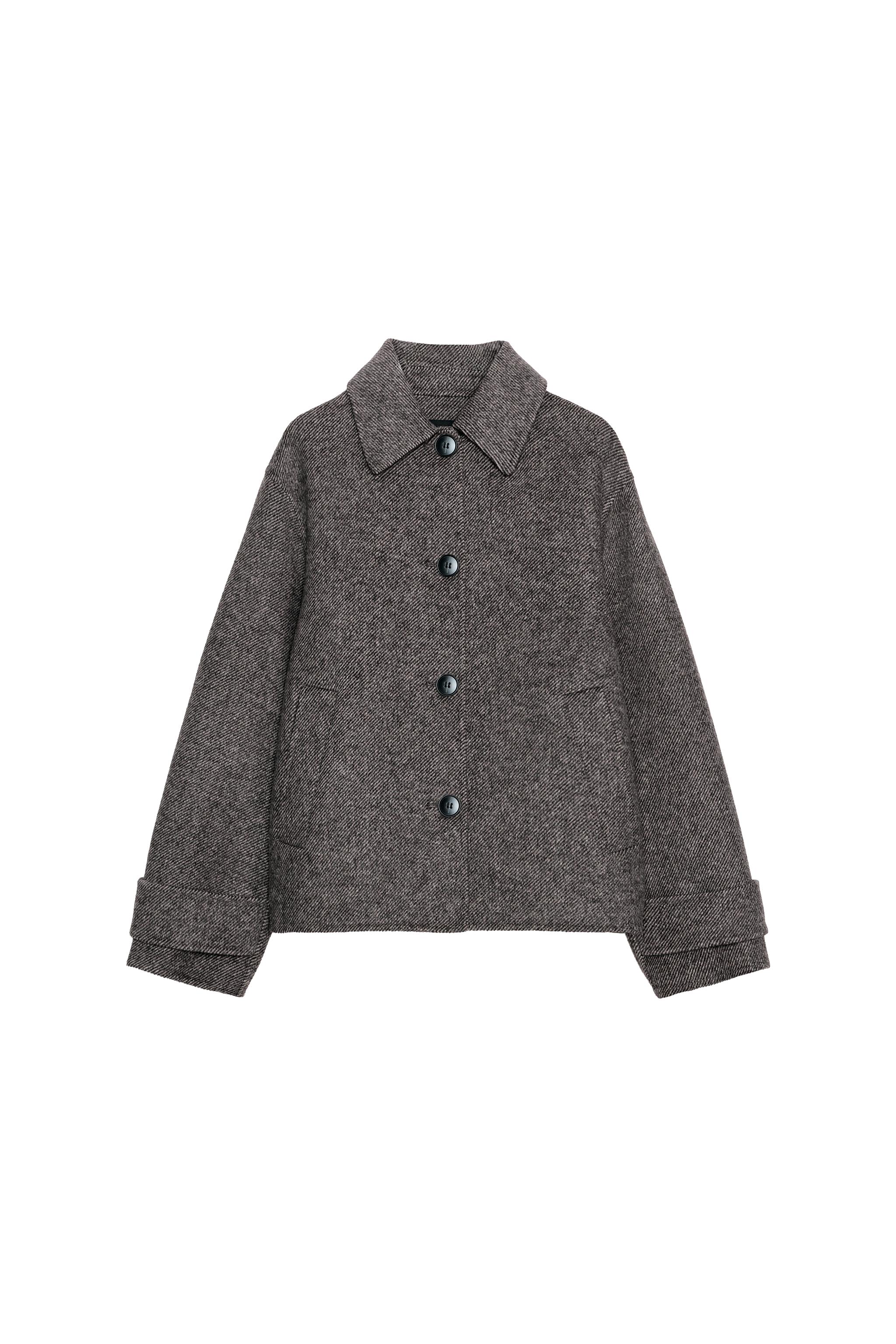 ヘリボーン柄　ショートコート　ZARA HERRINGBONE SHORT COAT - camel | ZARA Australia