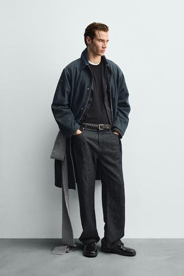 RELAXED FIT DENIM COAT - Blue / Green by Zara