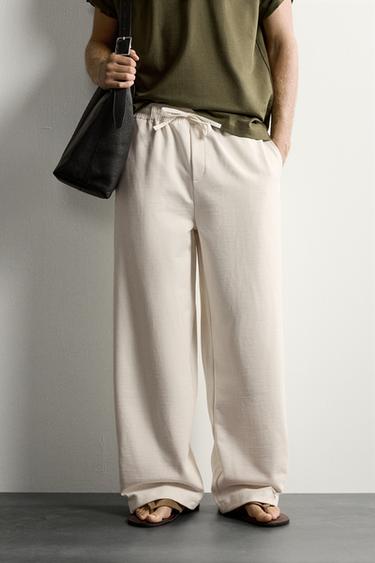 PANTALÓN JOGGER DE CINTURA COMBINADA - Blanco de Zara