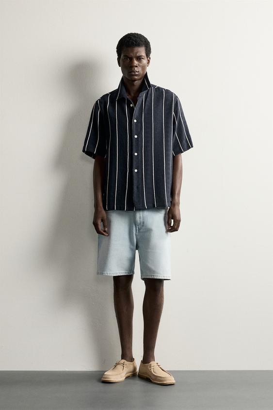 STRIPED RELAXED FIT SHIRT - Navy blue by Zara - Image 0