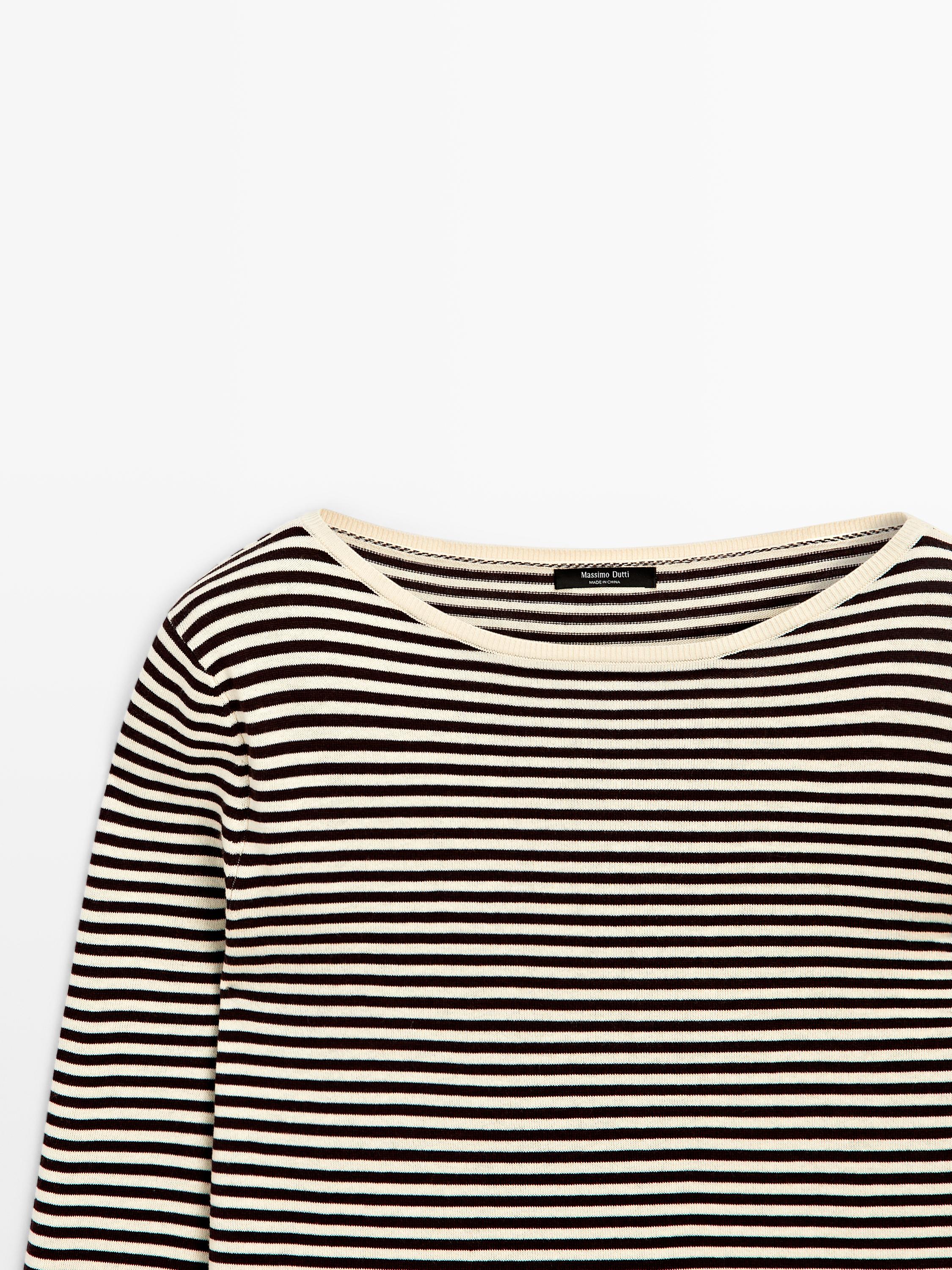 Striped long sleeve knit sweater