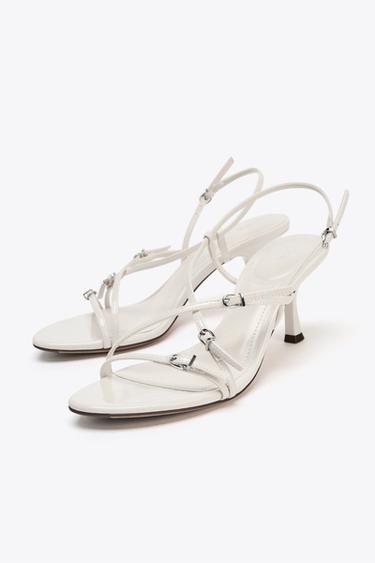 HEELED BUCKLE SANDALS - White by Zara - Image 3