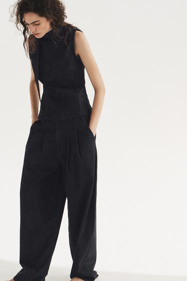 TRF MID-WAIST BAGGY JEANS - Dark indigo by Zara