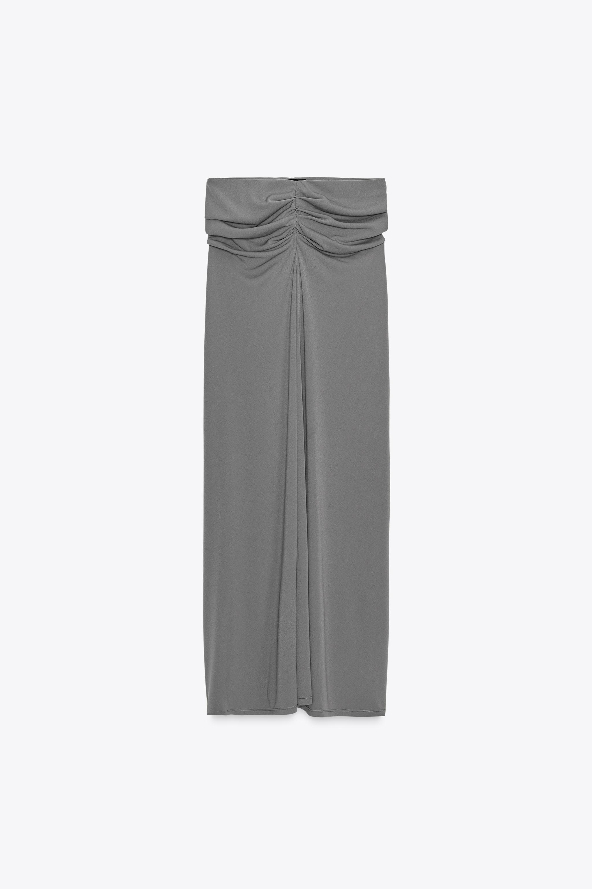 【Anyone more】Brick Gray High Long Skirt Cicy Bell Women's High Waisted Maxi Skirts Casual Back Split