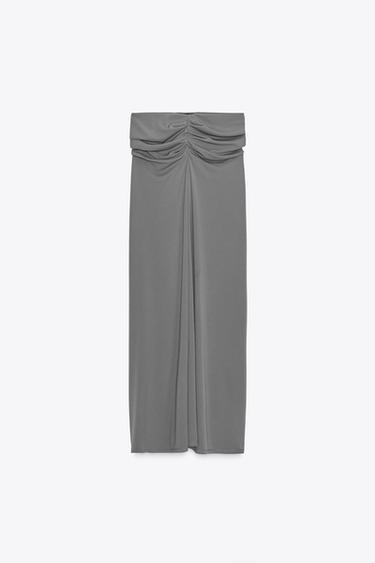 Zara GATHERED LONG SKIRT - Gray