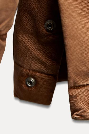 Zara CONTRAST COLLAR PADDED JACKET ZW COLLECTION - Caramel