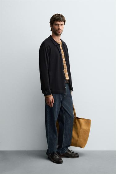 LIGHTWEIGHT COTTON CARDIGAN - Dark navy by Zara - Image 3