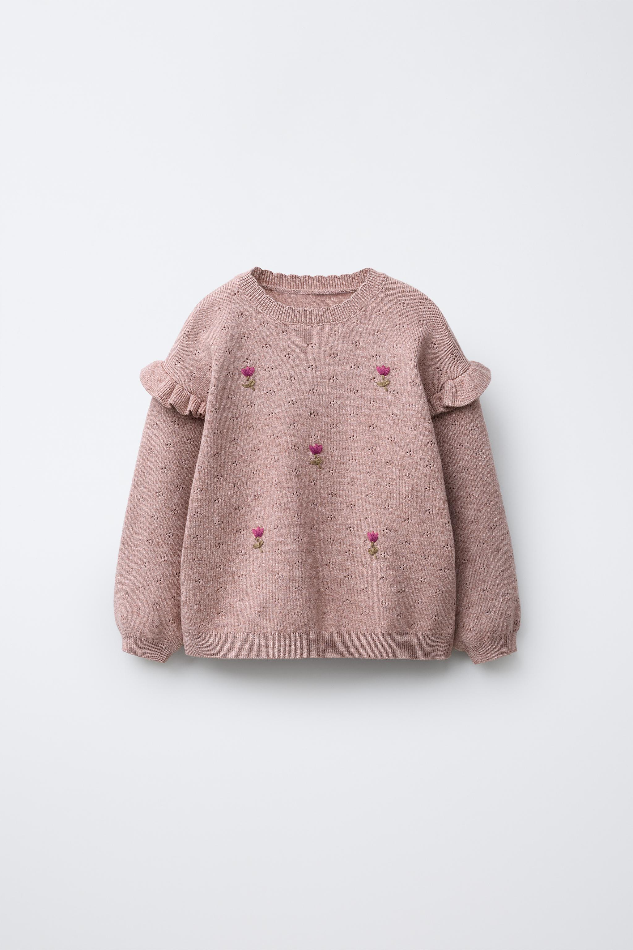 花柄刺繍ニットセーター - ピンクマール | ZARA Japan / 日本