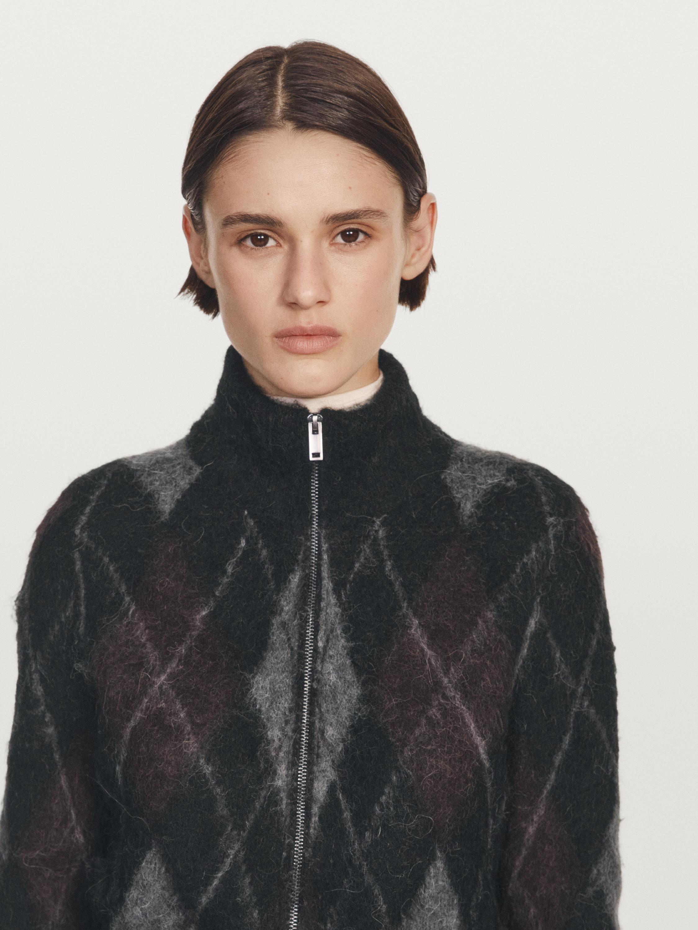 Cardigan à losanges en laine d’alpaga