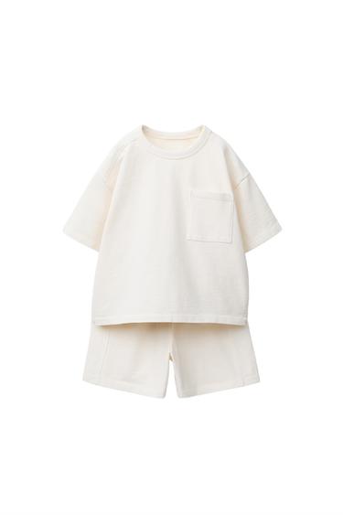 SET JOGGING TRICOU ȘI BERMUDE UNI - Ecru de la Zara