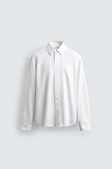 REGULAR FIT LYOCELL/COTTON SHIRT - White by Zara