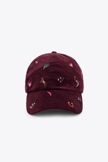 VELVETINĖ KEPURĖ SU SIUVINĖJIMIS – Burgundy – „Zara“