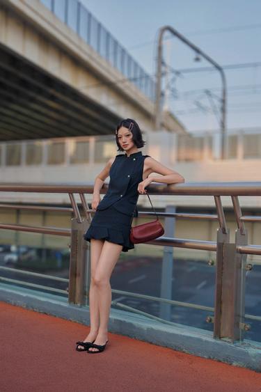 Zara 蝴蝶結細跟涼鞋 - 黑色