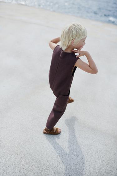 WAFFLE-KNIT LONG JUMPSUIT - Burgundy by Zara