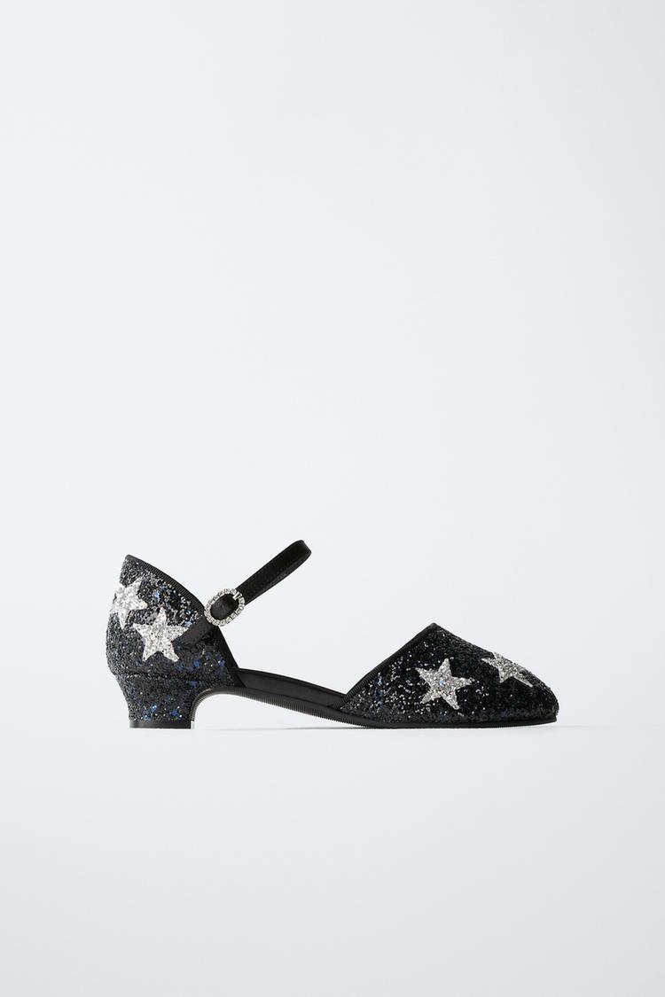 SPARKLY STAR HEELED SHOES Black ZARA United States