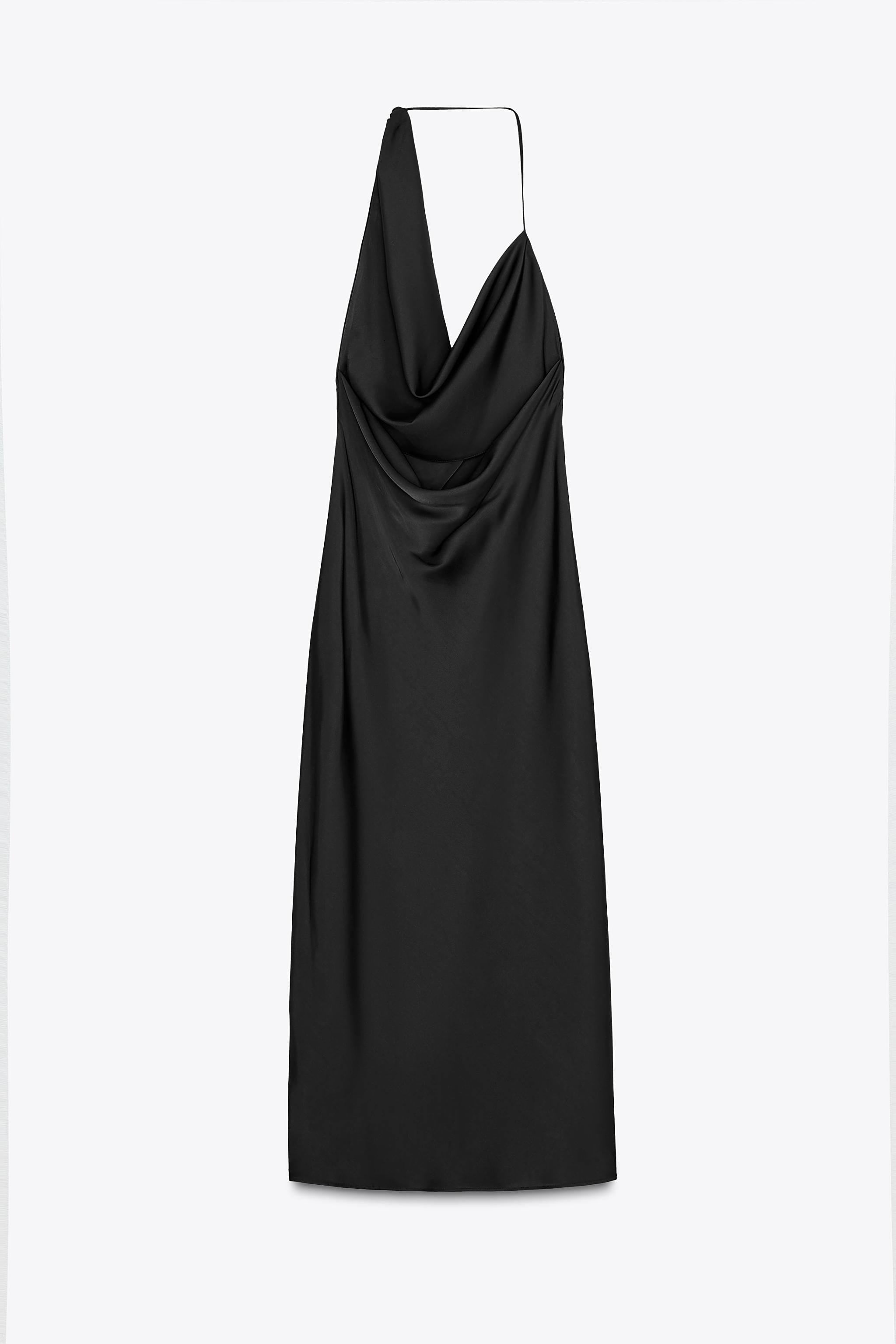 ZARA アシンメトリーサテンミディ丈ワンピース 3170/399 アシンメトリーサテンミディ丈ワンピース - フクシア | ZARA