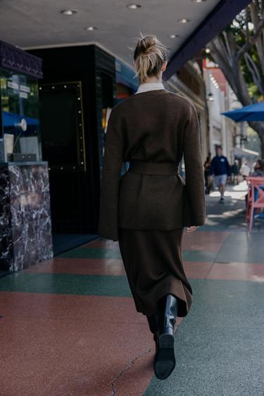 BELTED KNIT CARDIGAN - Brown by Zara - Image 2